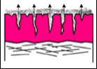 Diagramatic cross seciion of old oxidized dark gelcoat